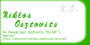miklos osztovits business card